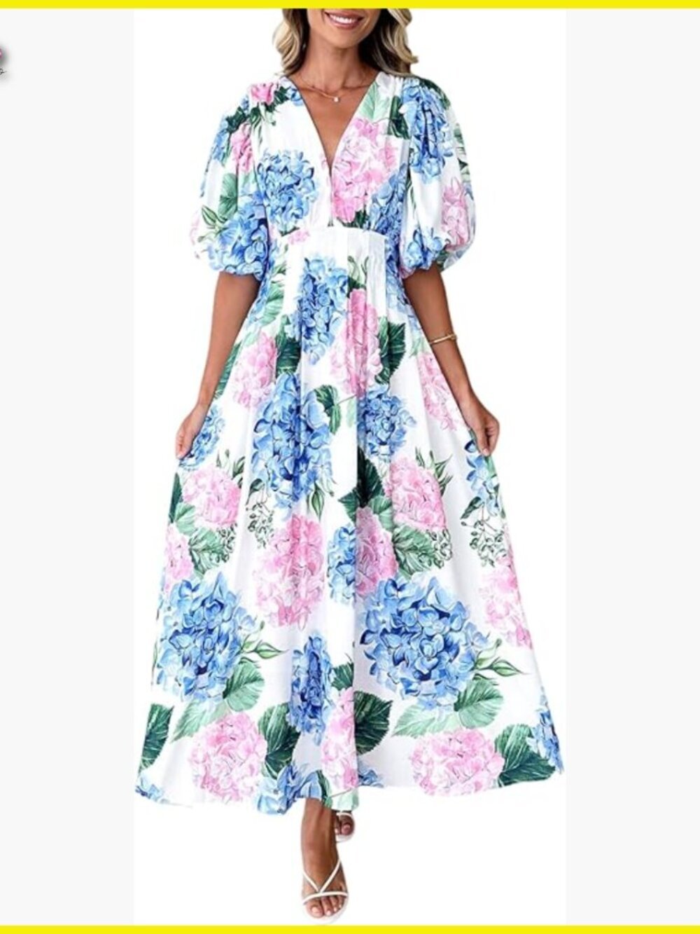 Floral Maxi Dress Elegant Wedding Guest Summer Casual V-Neck Short Sleeve